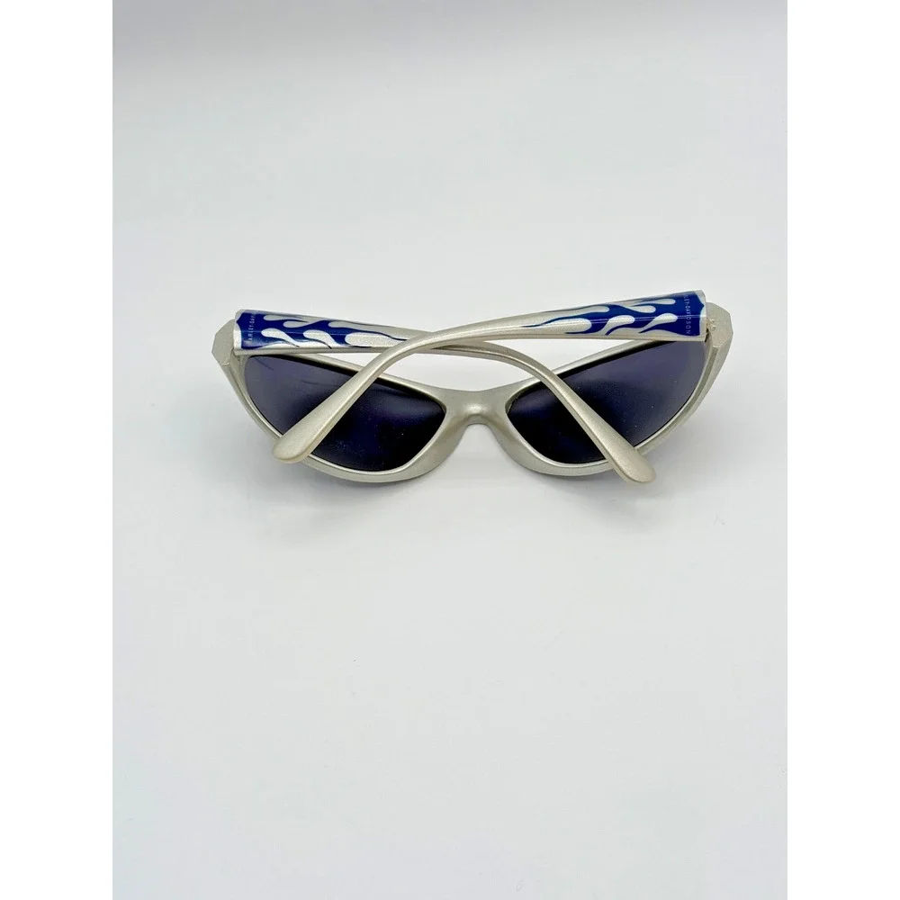 Vintage Y2K Harley-Davidson HDS 355 Wrap Sunglasses Blue Flames Pouch